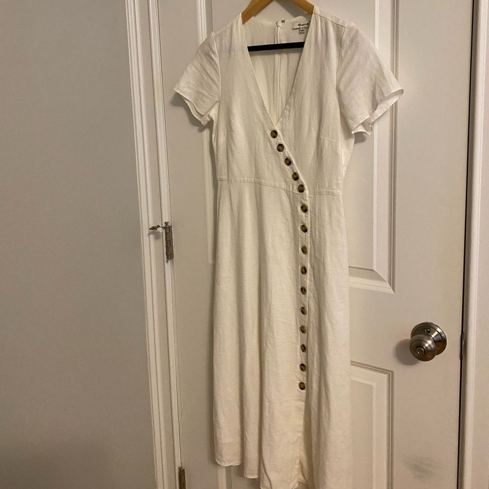 Madewell linen button front dress